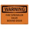 Signmission Safety Sign, OSHA WARNING, 12" Height, Aluminum, Fire Sprinkler Valve Behind Door, Landscape OS-WS-A-1218-L-12131 - alternate 1